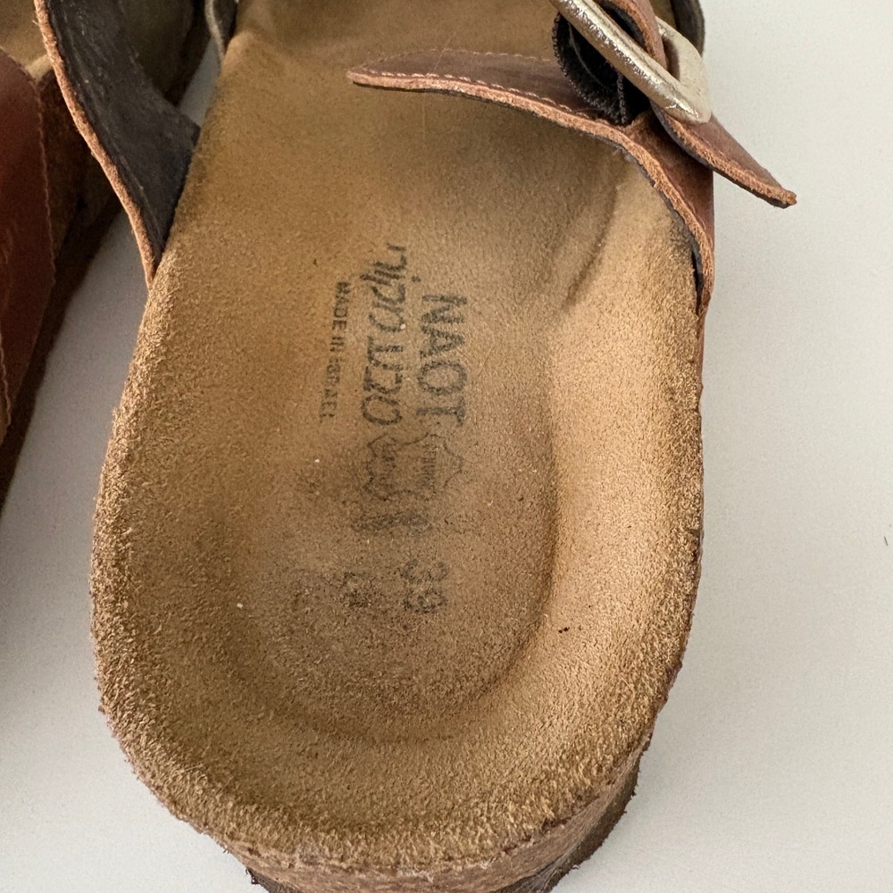 Naot Fresno Women's Leather Adjustable Buckle Toe Ring Cork Sandals‎ Size 39 - Picture 5 of 9